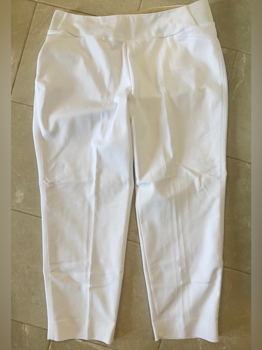 Investments II Womens White Crop Pants 16W Ankle Comfort Pull-On Casual Stretchy